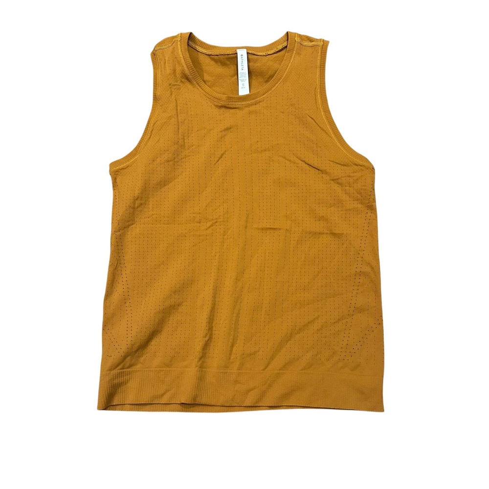 Athleta In Motion Tank Top Womens XS Mustard Yellow Seamless Mesh Performance